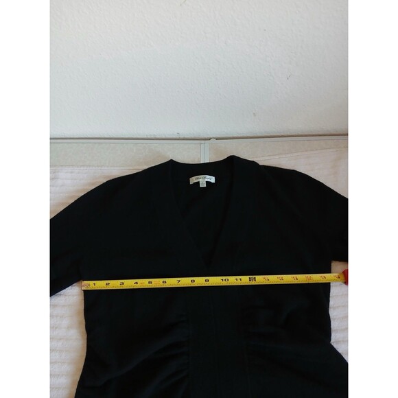 Beth Bowley 100% Cashmere V-Neck Sweater Black Ruched Women Size L Luxury - Picture 10 of 15